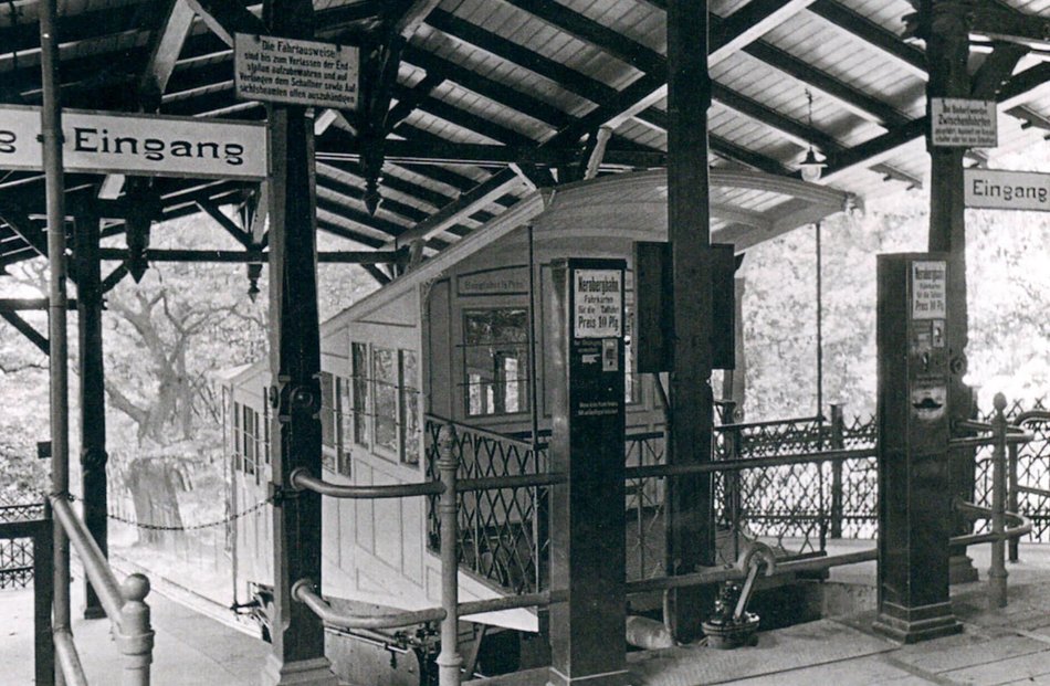 Historisches Bild der Nerobergbahn: Die Bergstation der Nerobergbahn