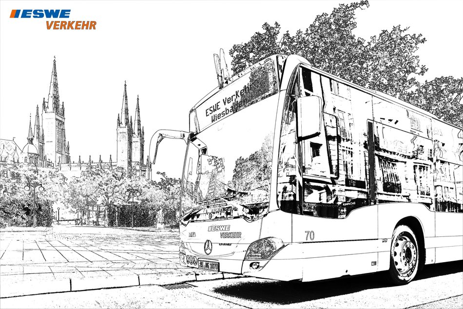 EsweVerkehr Bus vor Marktkirche zum ausmalen