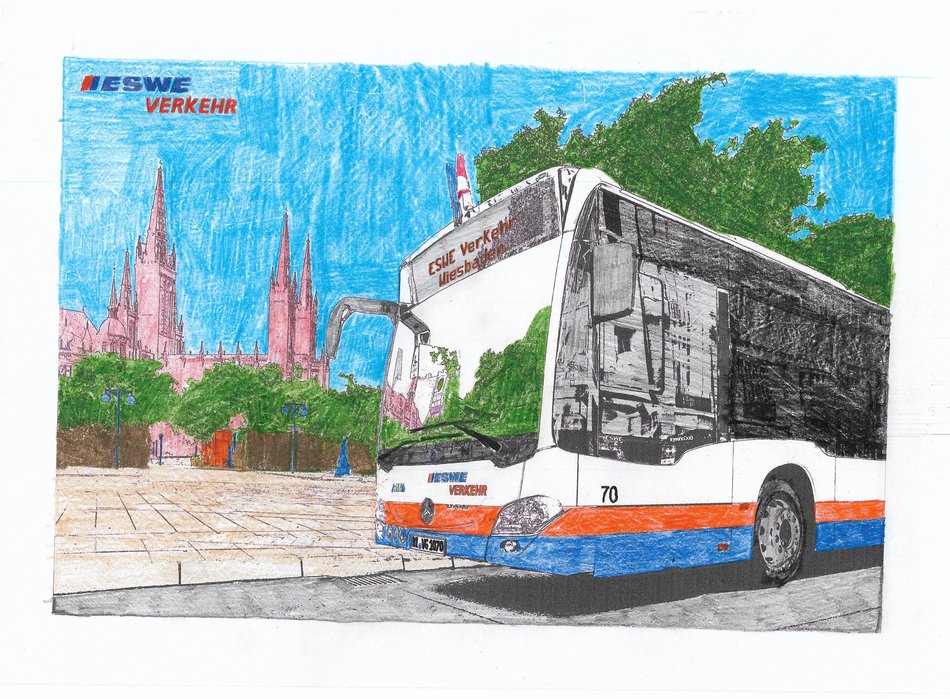 Ausmalbild: Bus vor Marktkirche von Philip, 15 Jahre