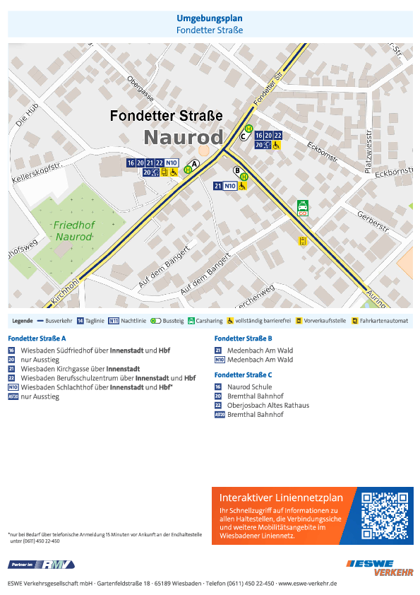 In der PDF-Datei sieht man den Umgebungsplan der Haltestelle „Fondetter Straße“ von ESWE Verkehr